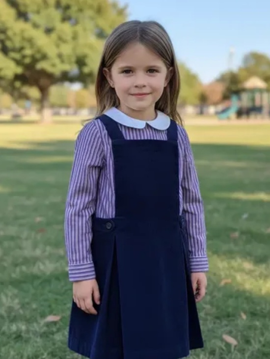 Ralph Lauren Other - Ralph Lauren Navy Corduroy Pinafore Dress with Purple Striped Shirt 9 Months